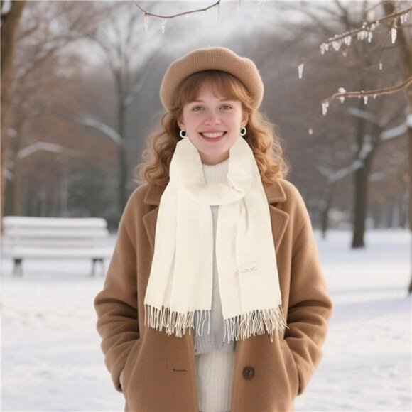 Accessories - Unisex Classic Winter Scarf Warm Soft Cashmere Solid Color Fringe Wrap